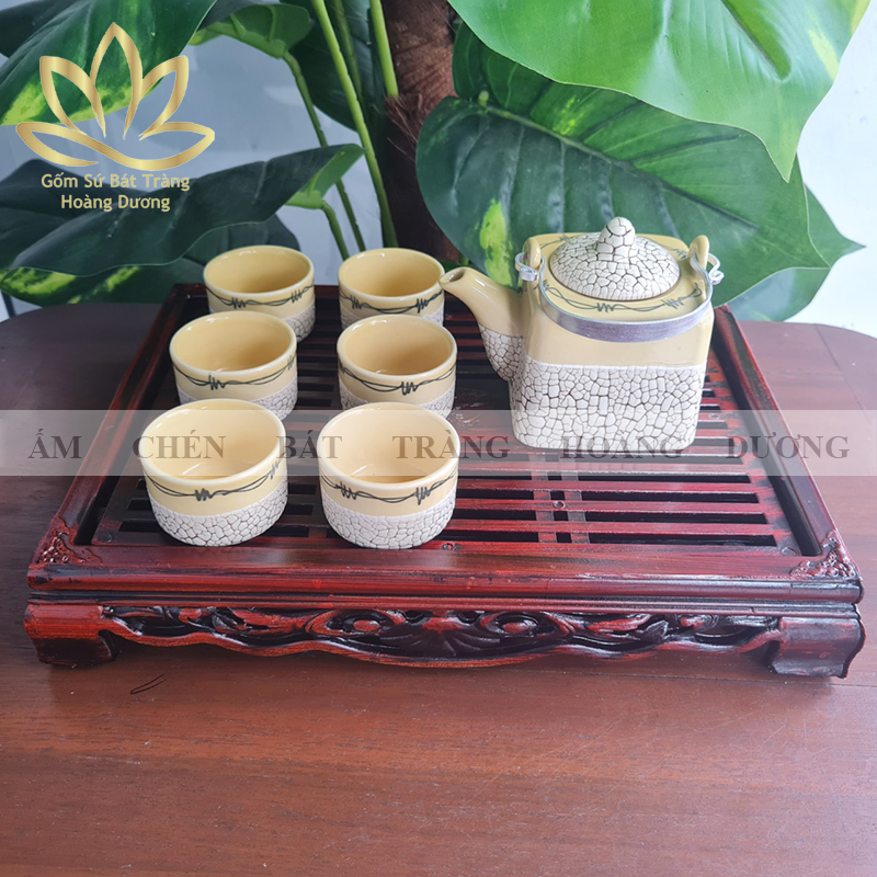 BỘ ẤM CHÉN Bát Tràng RV2 Kèm Khay