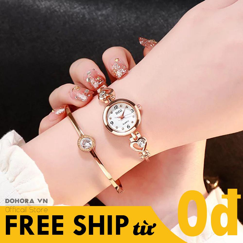 Đồng hồ thời trang, Đồng hồ nữ, Đồng hồ DZG D41, Máy pin, Dây kim loại, Mặt trái tim, Thanh lịch, Cực đẹp