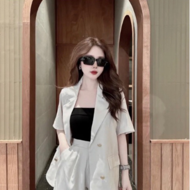 sét vest gồm áo kèm quần sooc nữ