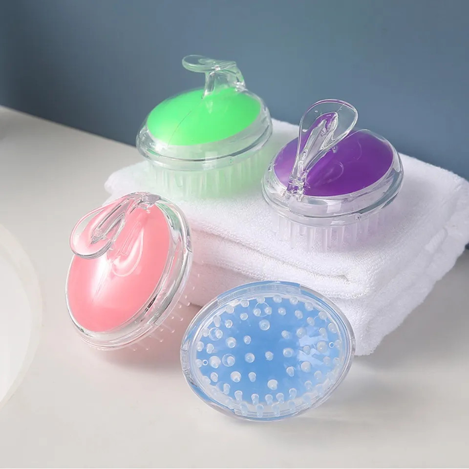 Lược Gội Đầu Silicon Massage da đầu Có Cán Cầm Tiện Lợi / Lược gội đầu silicon mềm massage da đầu giảm rụng tóc Tiện Dụng