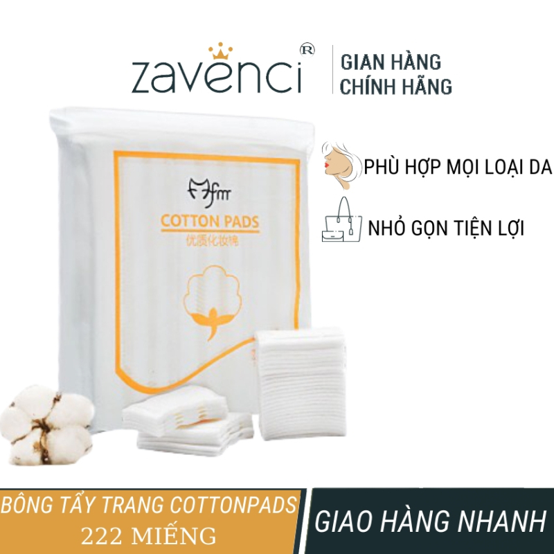 Bông tẩy trang 3 lớp cotton pads zavenci 222 miếng, làm sạch da, mềm mịn khi dùng, an toàn cho da, thích hợp mọi loại da cao cấp