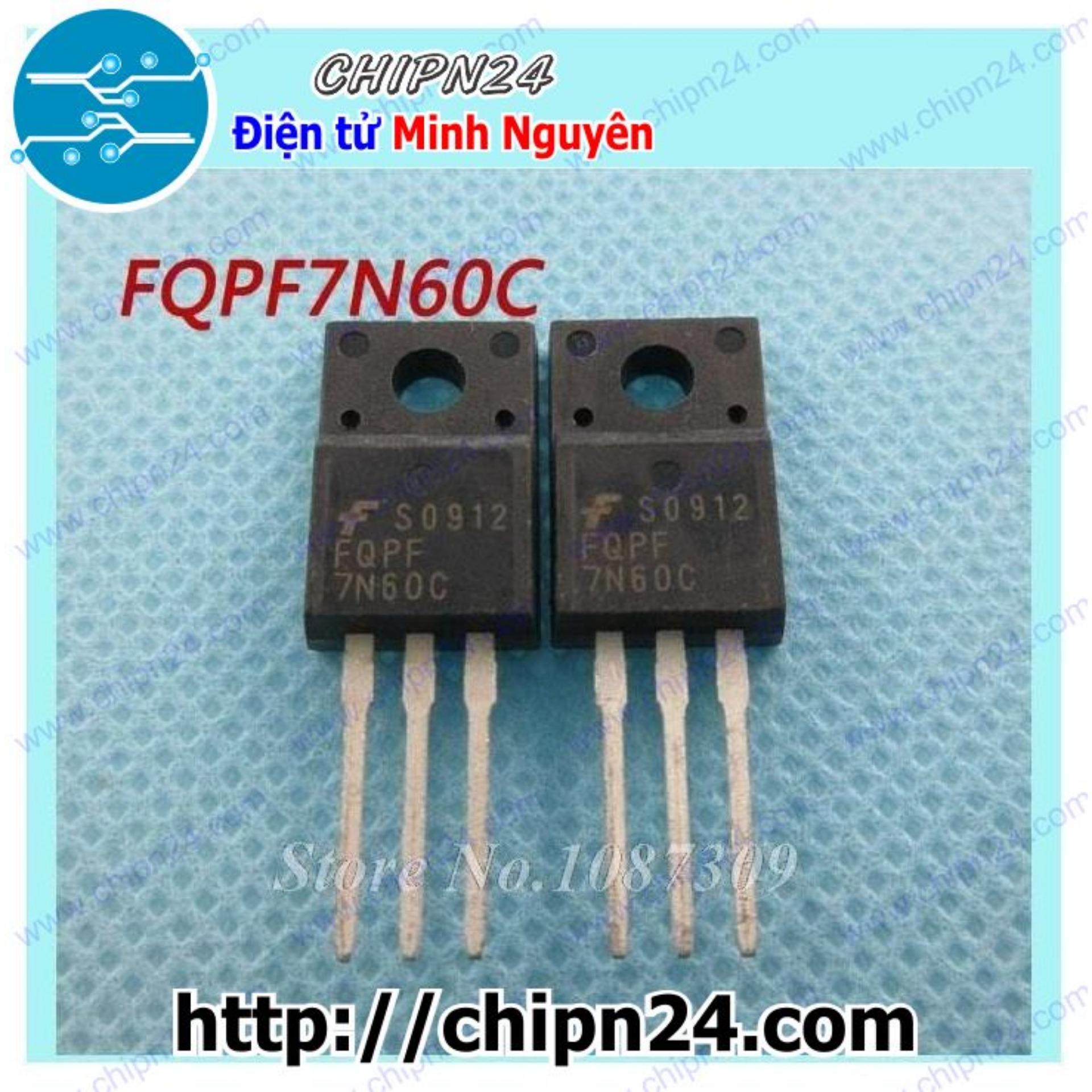 [2 con] (KT1) Mosfet 7N60 TO-220F 7A 600V Kênh N (FQPF 7N60C FQPF7N60C)