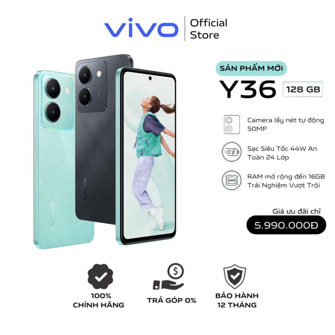 MỚI Điện thoại Vivo Y36 8GB 128GB - Hàng Chính Hãng - Camera 50MP - Sạc