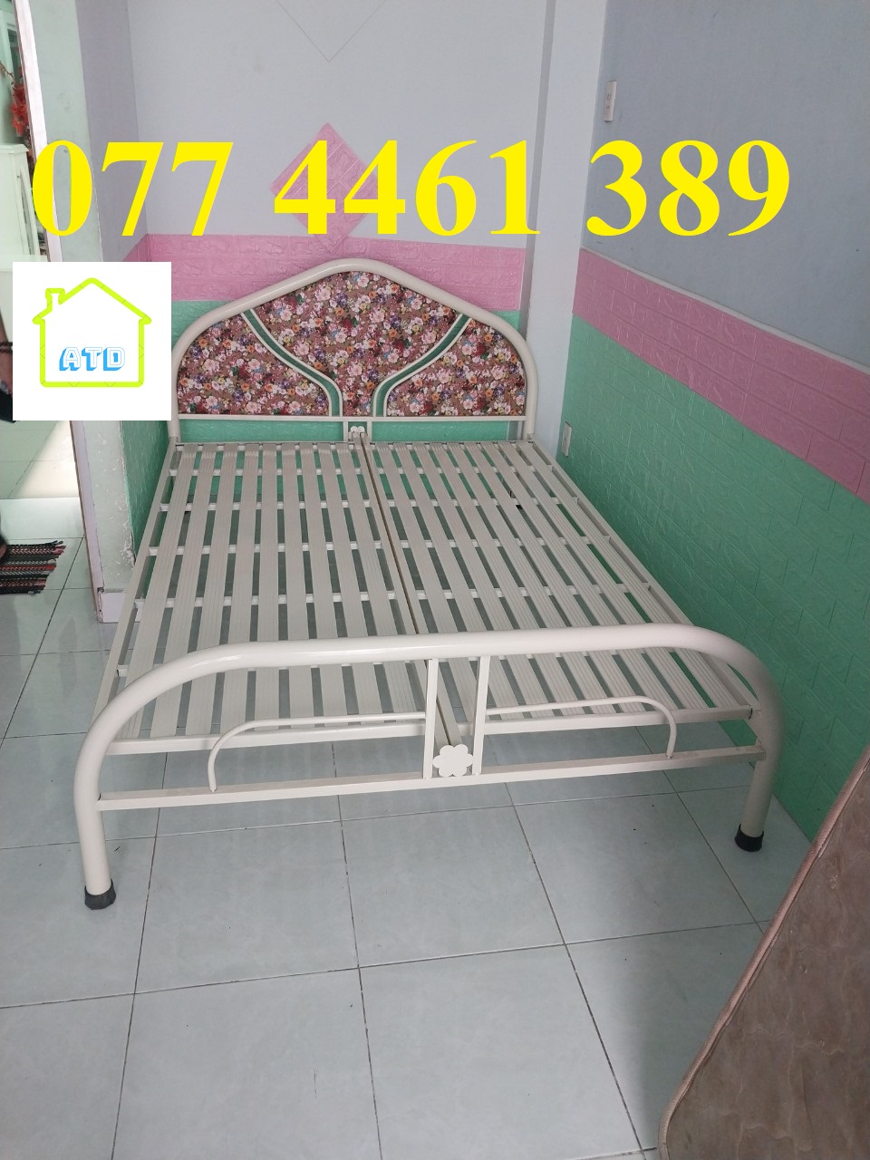 Giường ngủ- giường sắt dày dặn chắc chắn sắt sơn tĩnh điện giường 80cm 1m 1m2 1m4 1m6 1m8 dài 2m