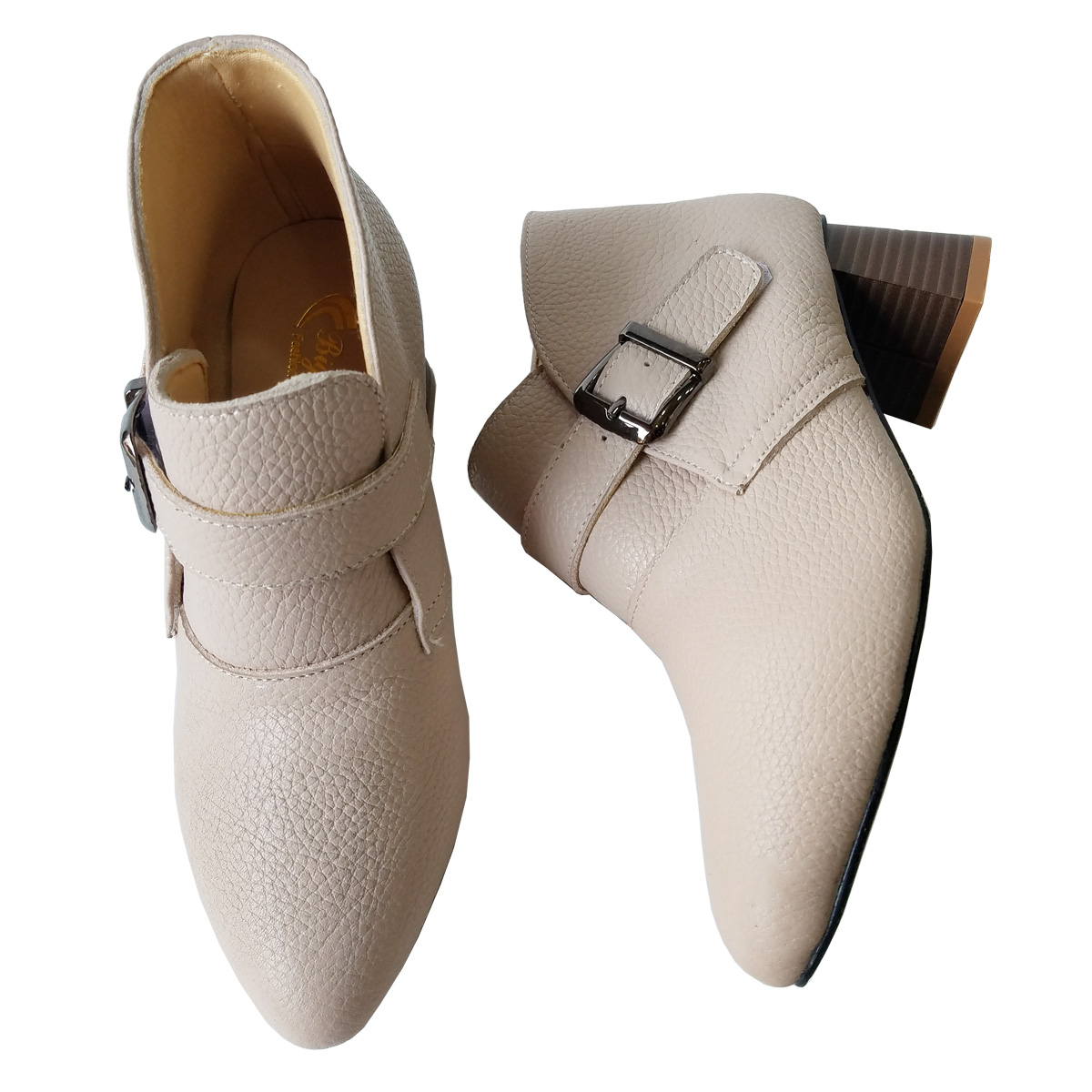 Giày Boot nữ Cổ Thấp BIGBEN Da Bò Cao 5 phân BTN6