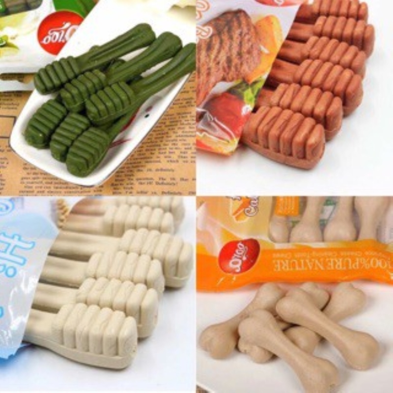 ◎ XƯƠNG ORGO - Túi Gồm 6 Xương Gặm Làm Sạch Răng Cho Chó Mèo Vị Sữa, Thịt Bò