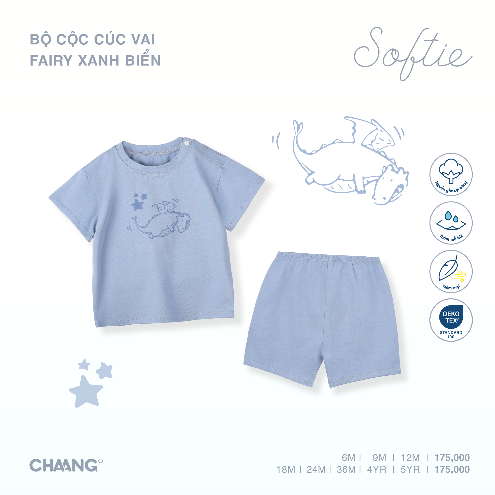 Bộ quần áo cộc cúc vai bé trai Fairy Chaang