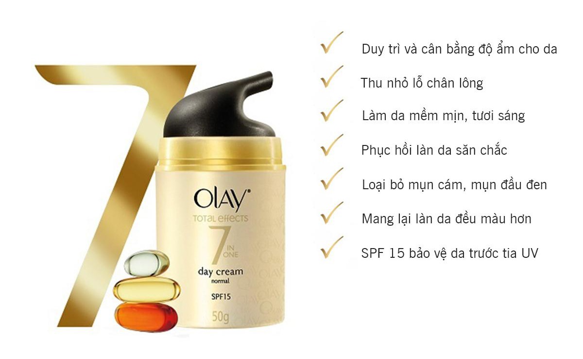Kem Dưỡng Trắng Da Mặt Ban Ngày Olay Total Effects Ngừa Lão Hóa SPF 15 20g Total Effects 7 in One Day Cream Normal