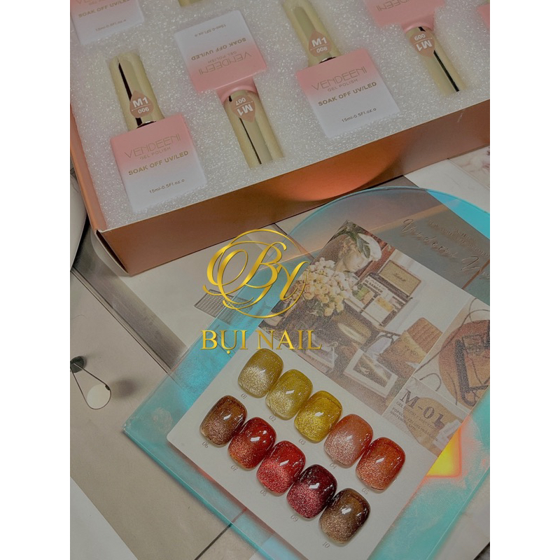 SET SƠN MẮT MÈO HỔ PHÁCH VENDEENI M1 10CHAI (tặng kèm bảng màu)