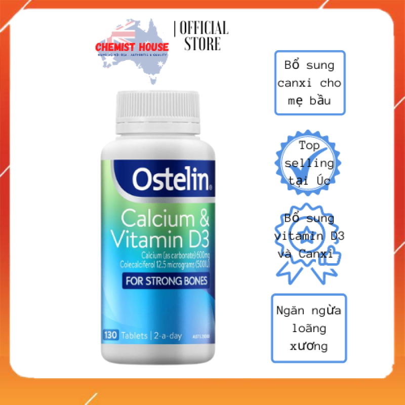 [HCM][Hàng Chuẩn ÚC] Ostelin Calcium & Vitamin D3 - Viên uống ngăn ngừa loãng xương người lớn 130 viên nhập khẩu