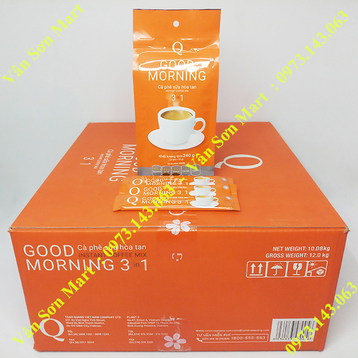 Cà phê sữa (loại 12 gói nhỏ) bịch 240g Good morning Trần Quang