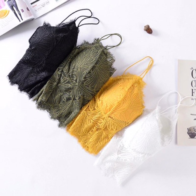 [FreeShipMax] Áo Bra Ren Lá Dáng Lửng