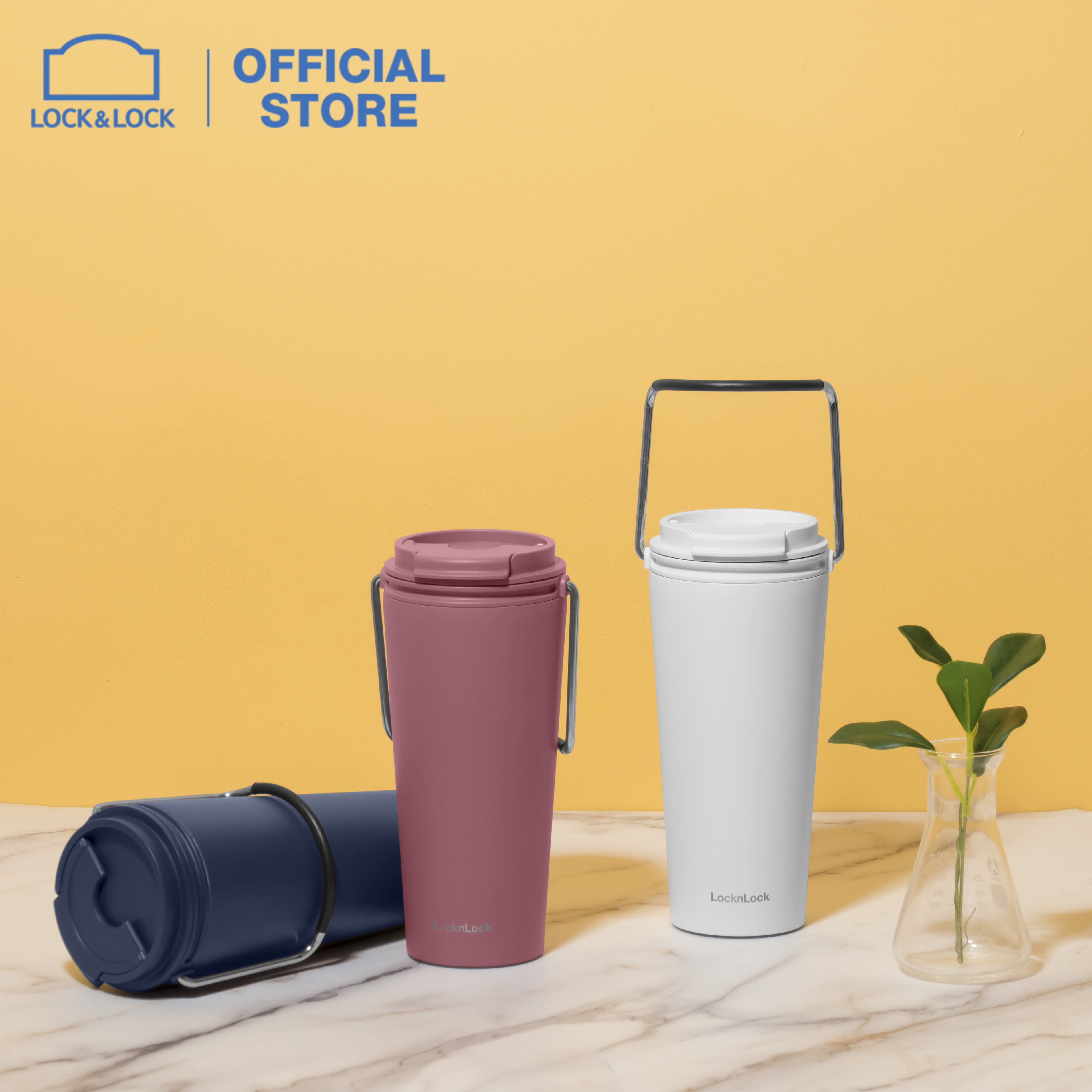 Bình giữ nhiệt Lock&Lock Bucket Tumbler - LHC4269 - Có quai xách tiện lợi - Thép không gỉ SUS304 - Đế chống trượt