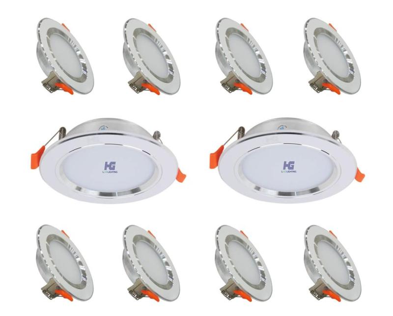 Combo 10 bộ đèn led âm trần viền bạc 7w 3 màu 3 chế độ