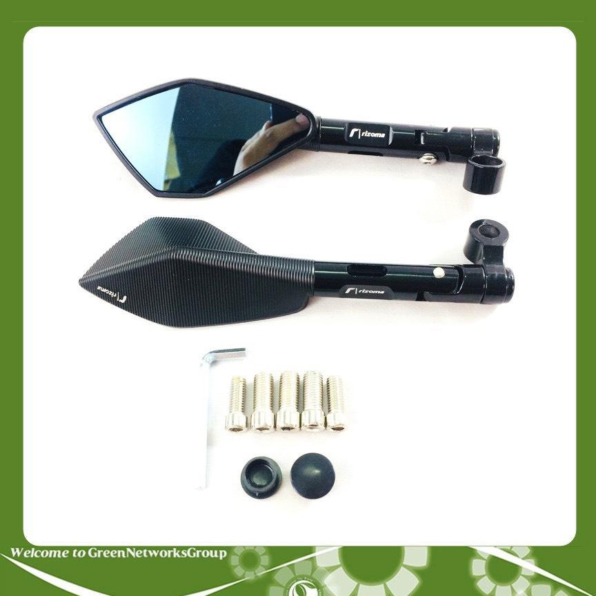 gương chiếu hậu rizoma kiểu 5 cạnh màu đen ( trái + phải)