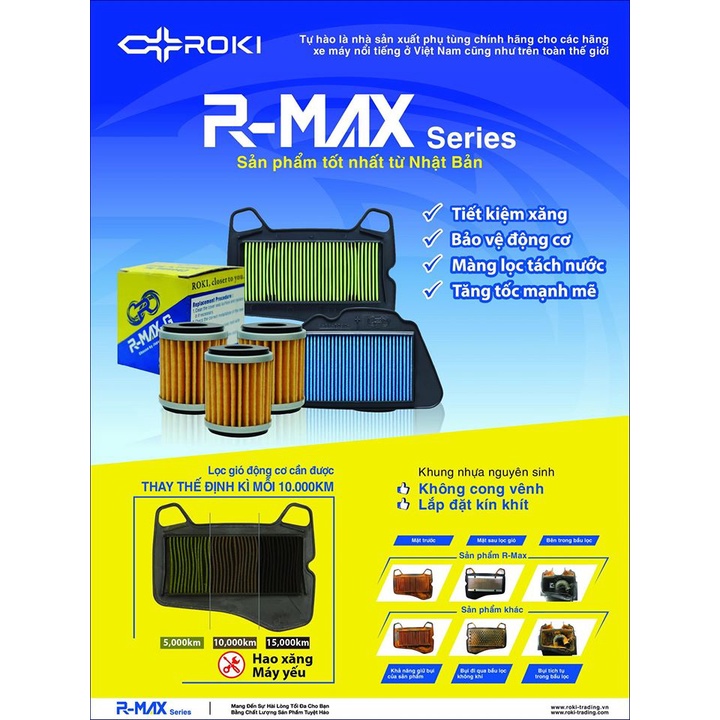Lọc gió R-Max ROKI cho xe Yamaha Sirius Fi