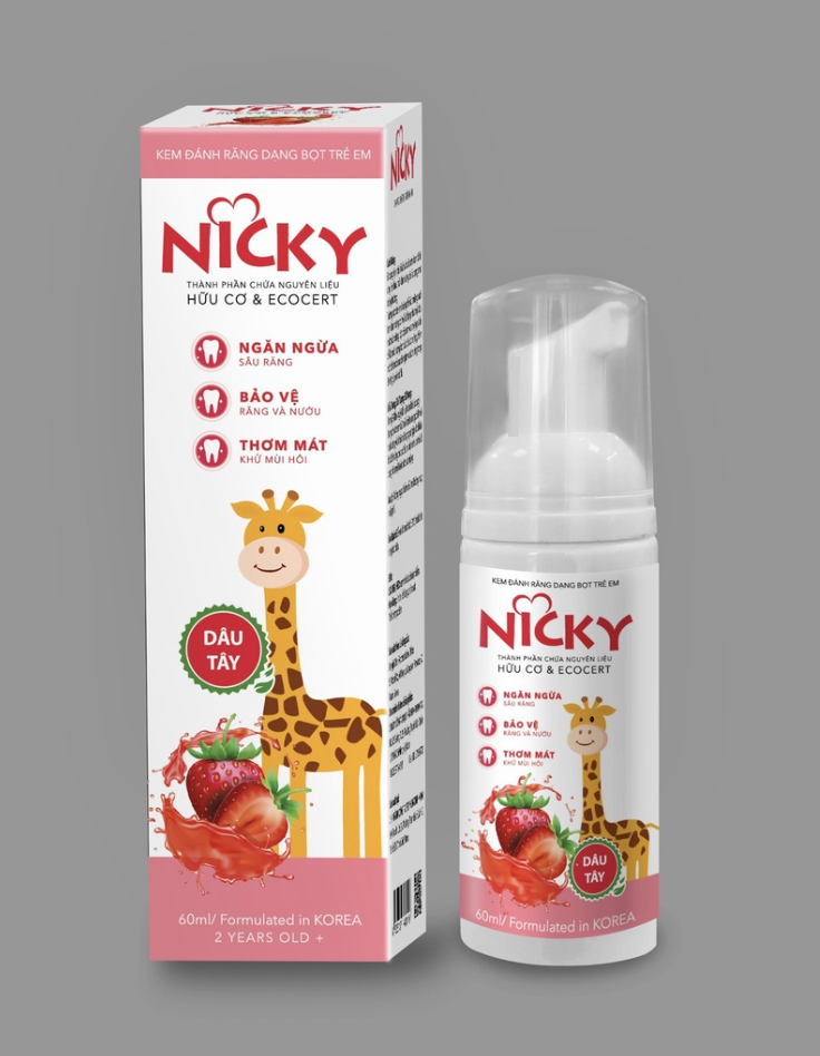 Kem Đánh Răng Dạng Bọt Siêu Mịn Trẻ Em Nicky (CHÍNH HÃNG) 60ml