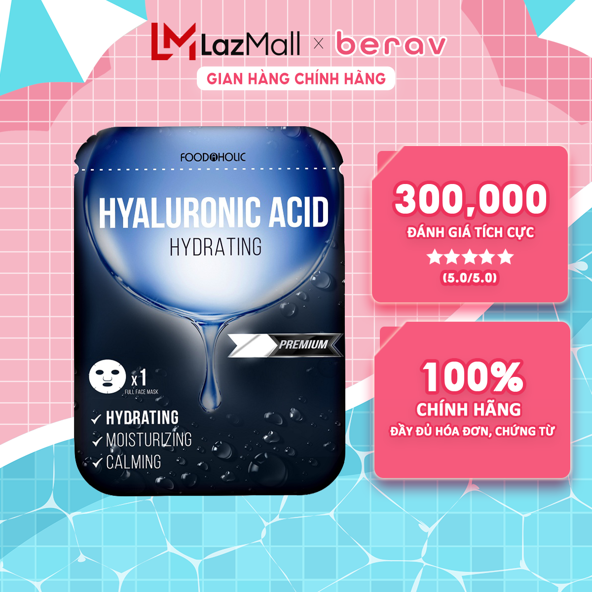 Mặt nạ giúp cấp ẩm đa tầng Foodaholic Hyaluronic Acid Hydrating Mask 23ml - HYALURONIC ACID