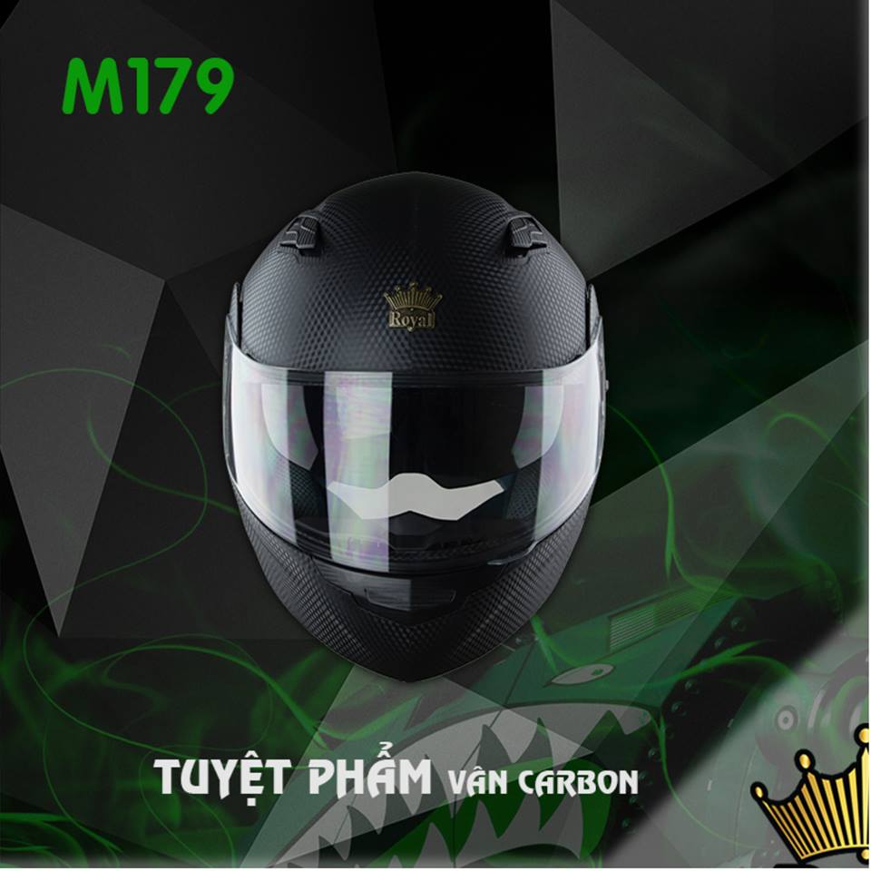 Mũ Bảo Hiểm Fullface Royal M179 - Vân Carbon (Lật Cằm 2 Kính)