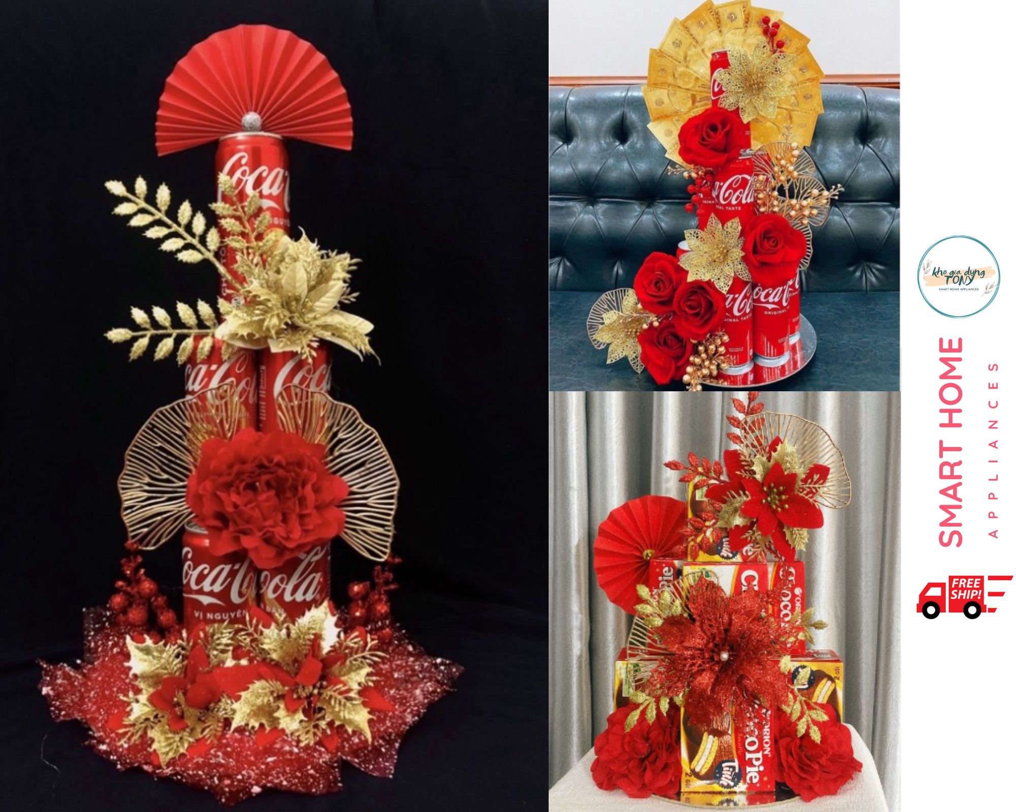 Sỉ 10 set phụ kiện trang trí tháp lễ tết phụ kiện tài lộc tháp bánh nước ngọt oản trang trí nhiều phụ kiện hoa lá