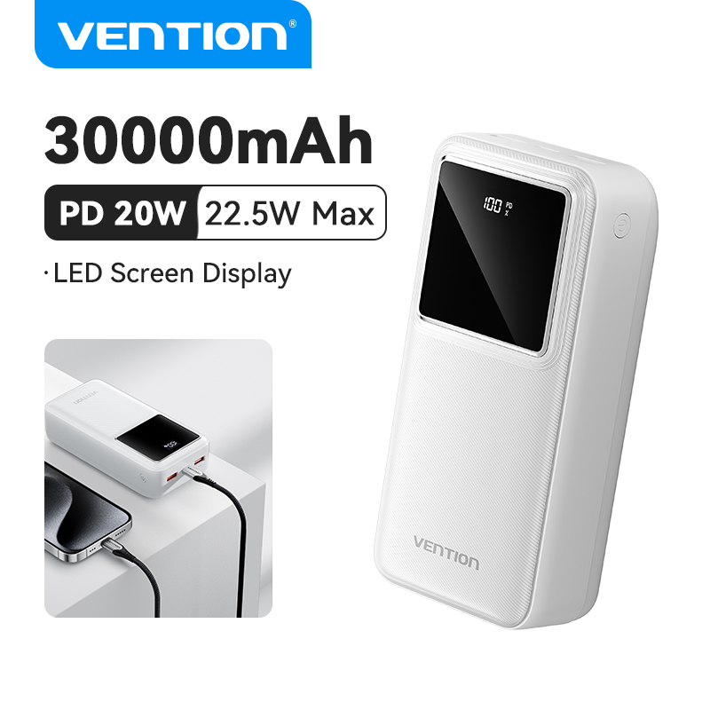 Vention 10000mAh Powerbank 20W Portable Fast Charger USB C LED Display External Phone Battery for iPhone 15 14 13 12 Pro iPad Samsung S23 Xiaomi 12t 11t Travel Power Bank