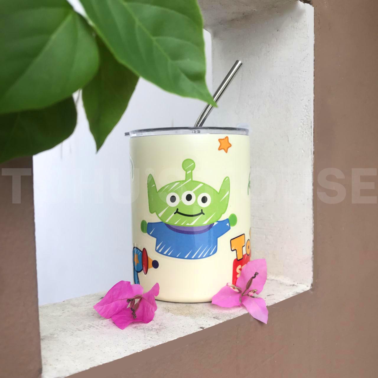 Ly giữ nhiệt gấu dâu Lotso inox 304 không gỉ, bình cốc nước giữ nhiệt kèm sticker ống hút tiện lợi – TUHUHOUSE