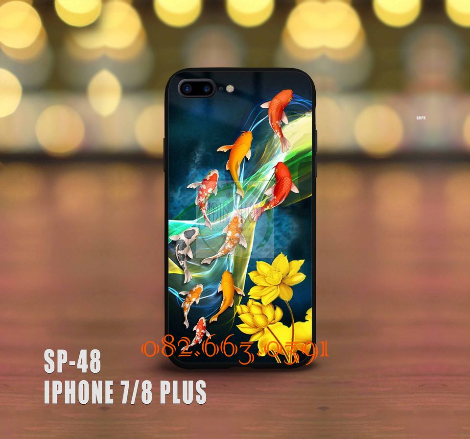 [HCM]Ốp lưng kính IPhone 7 plus/ 8 plus hình cá koi đẹp