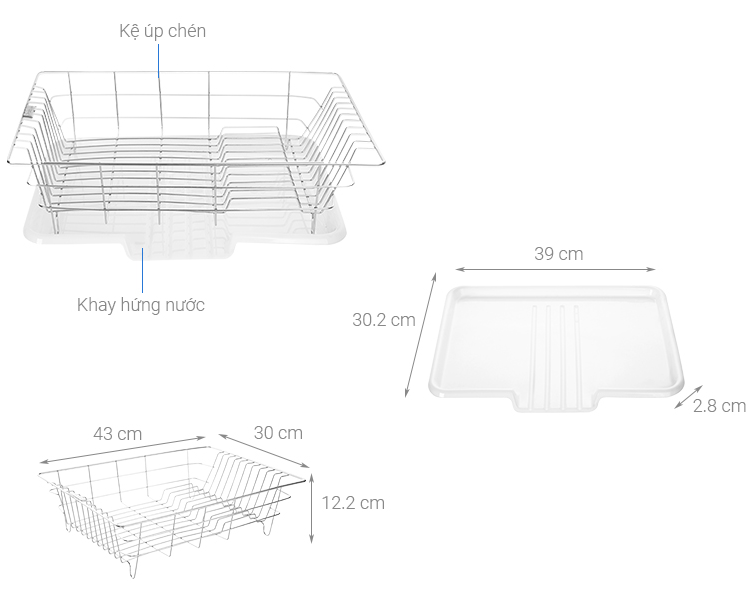 Khay và Rổ Inox SUS304 Úp Chén Dĩa Cao Cấp Prota
