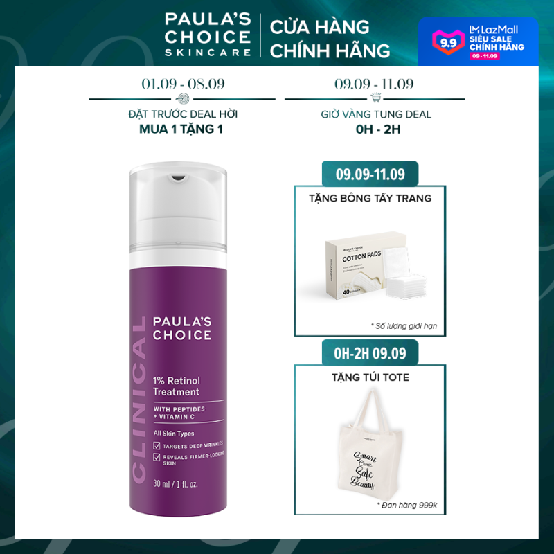 Tinh chất làm mờ nám và nếp nhăn Paula’s Choice Clinical 1% Retinol Treatment 30 ml 8010 giá rẻ