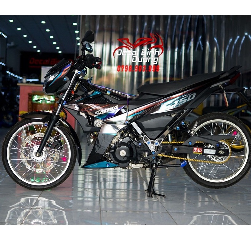 Tem rời Satria Fi Crom cao cấp dán xe đen
