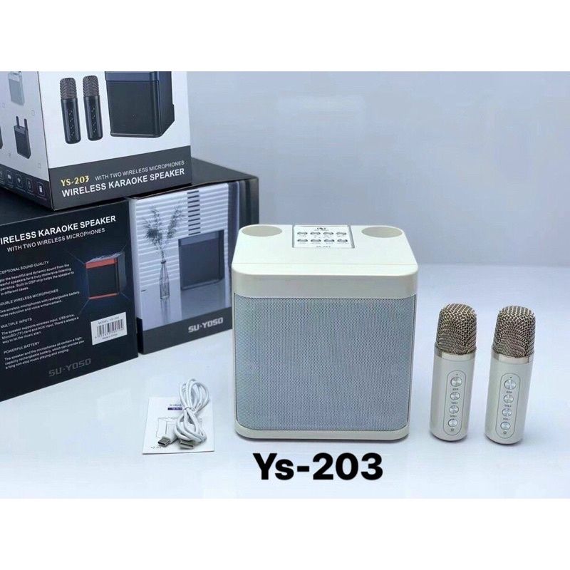 Loa bluetooth karaoke YS-203 tặng kèm 2 micro