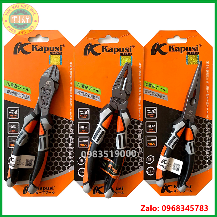 KAPUSI Kìm Kiểu Đức Bộ 3 Chiếc ( Điện, Cắt, Nhọn)- Bán Lẻ cây