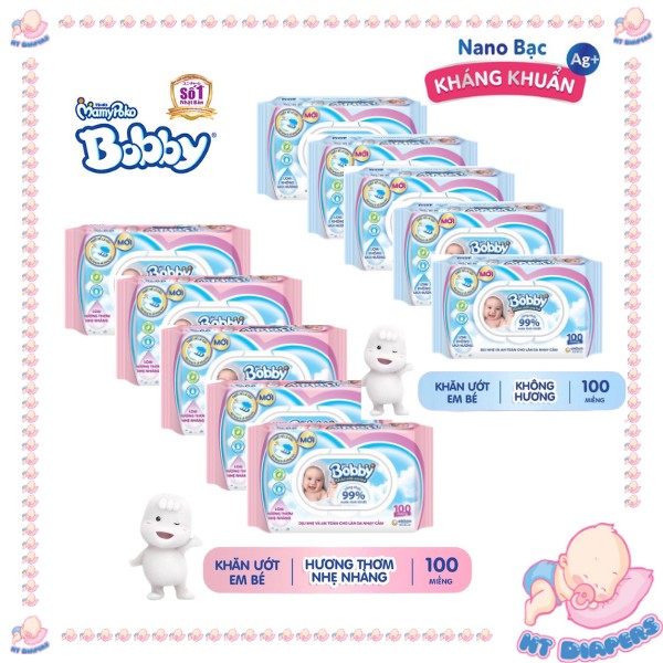 Combo 5 Gói Khăn Ướt Bobby - 500 miếng (full VAT)