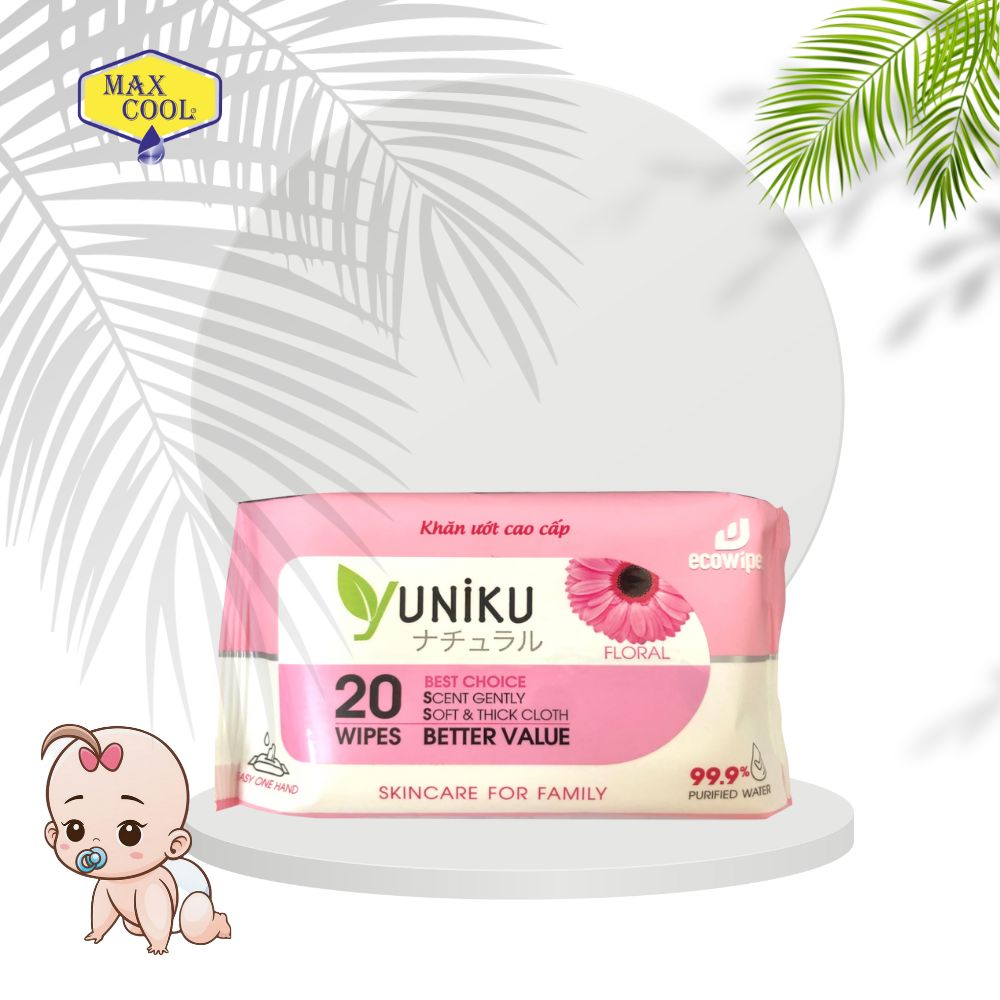 Khăn giấy ướt cao cấp 20 Tờ Yuniku (HÀNG CHÍNH HÃNG)
