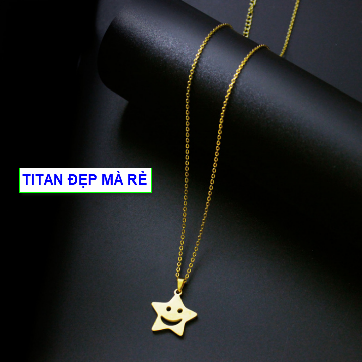 Dây chuyền hình ngôi sao vui vẽ - Hàng titan vàng 18k sáng bóng đẹp - Cam kết 1 đổi 1 nếu đen và gỉ sét
