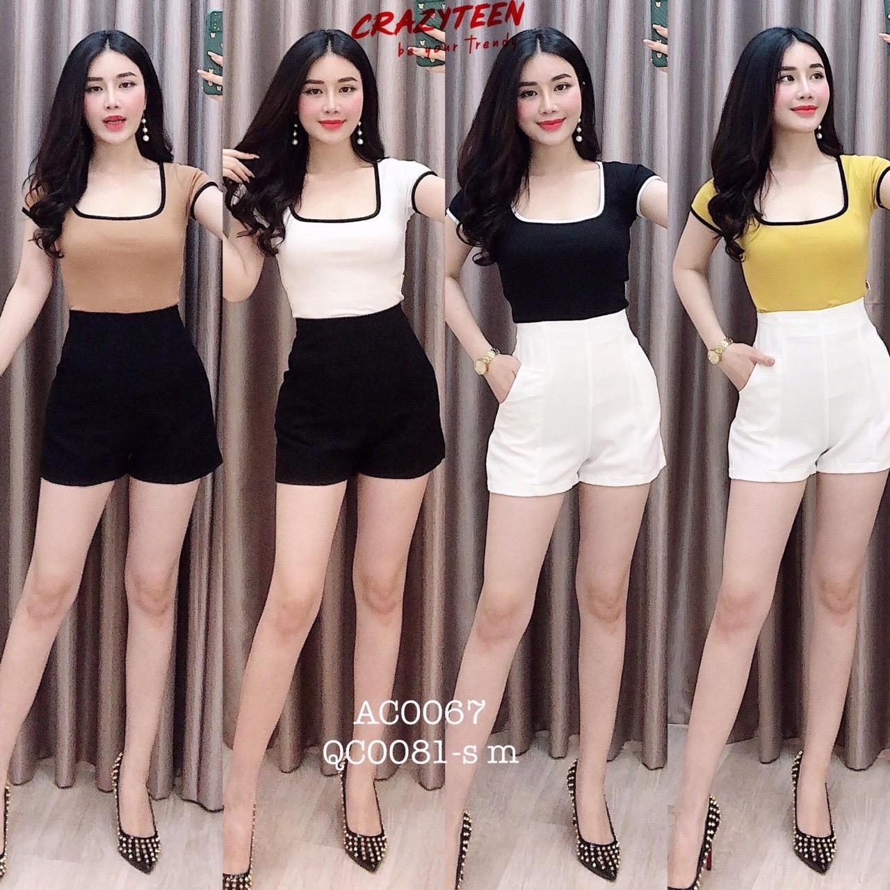 [HCM]ÁO THUN NỮ BORIP CÓ CỔ  VUÔNG FORM CROPTOP