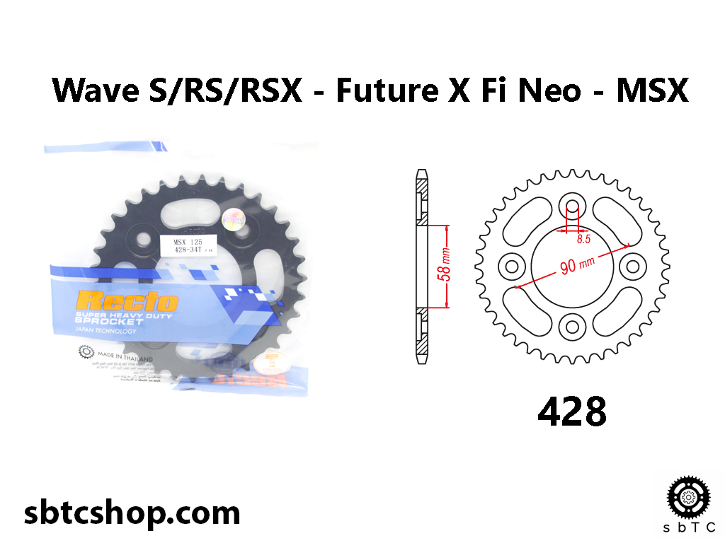 Dĩa recto 34 35 36 răng cho xe độ wave s rs rsx future msx 125 x fi chính hãng