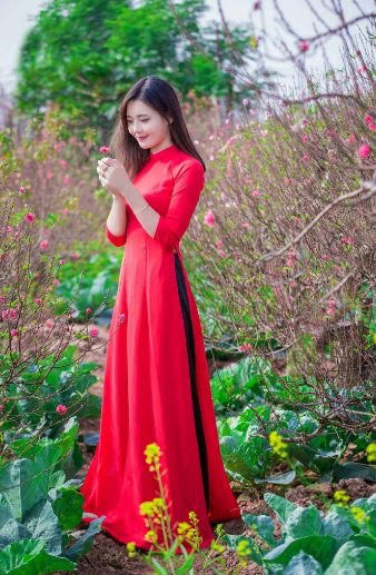 ÁO dài trơn đỏ thuần siêu đẹp