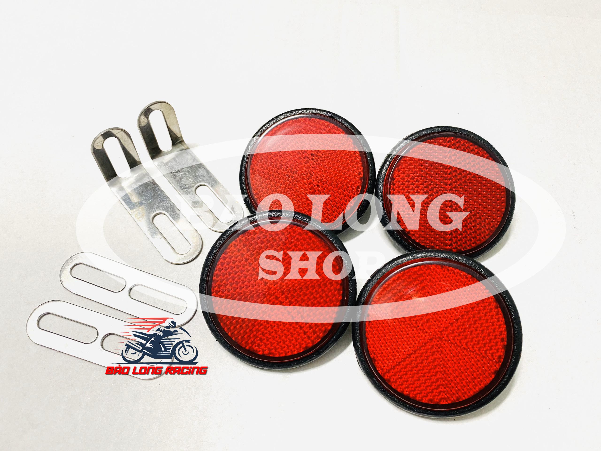 Mắt Mèo Phản Quang gắn mọi loại xe máy (màu đỏ) 2 cặp trước sau pass INOX