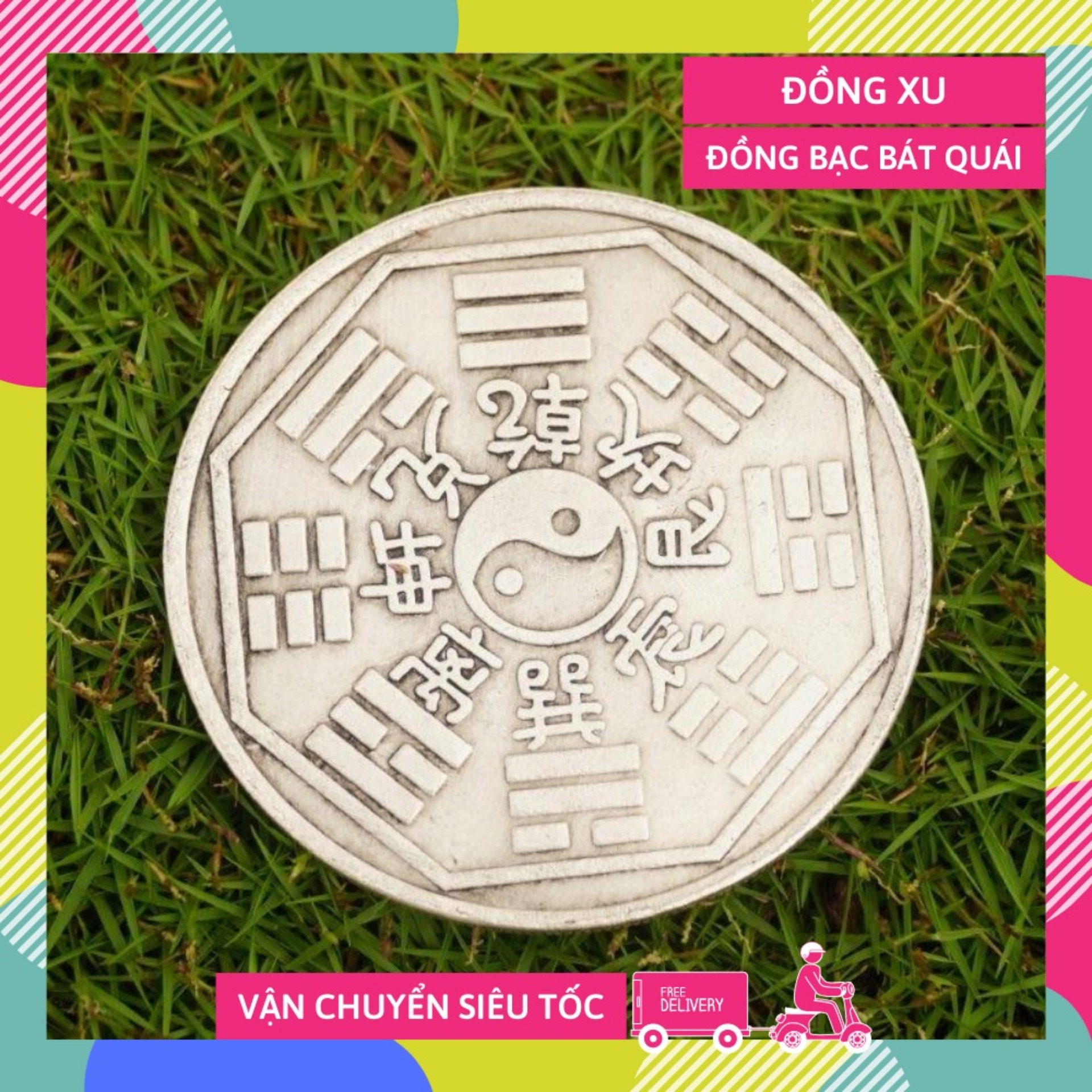 Đồng Bạc Bát Quái HẬU THIÊN phong thủy trấn trạch - 9cm