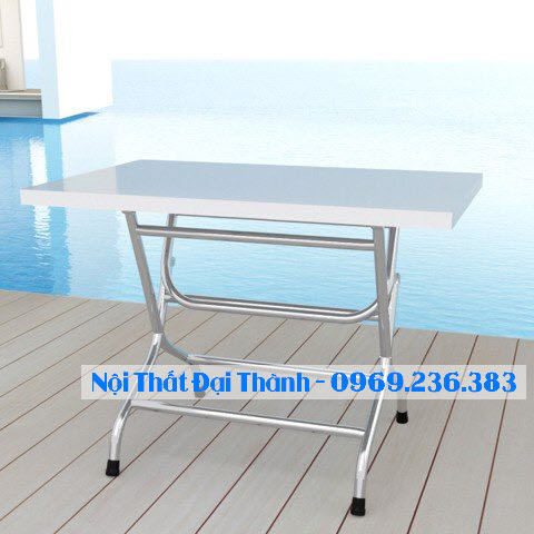 Bàn chữ nhật inox 201 rộng 0,6m dài 1m chân cao Đại Thành
