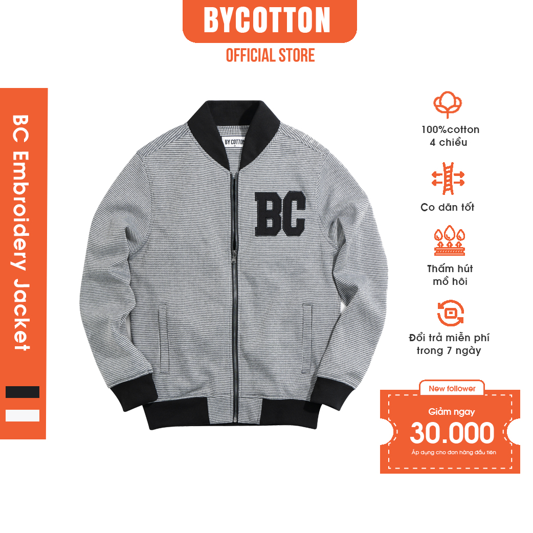 Áo khoác nam họa tiết caro nhí thêu BC BYCOTTON BC Embroidery Jacket Bomber