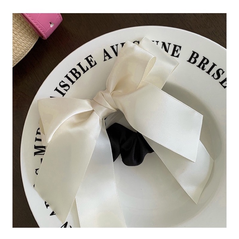 Cột tóc scrunchies lụa phối nơ bản to dễ thương kiểu Hàn Quốc, phụ kiện tóc Bot Doris