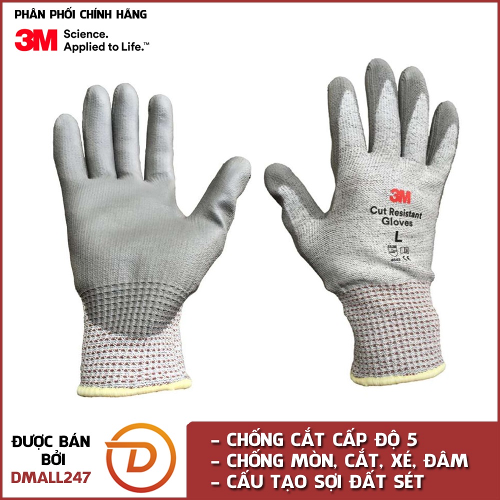Găng tay chống cắt cấp độ 5 3M GTCC - sizeL / XL, màu xám trắng