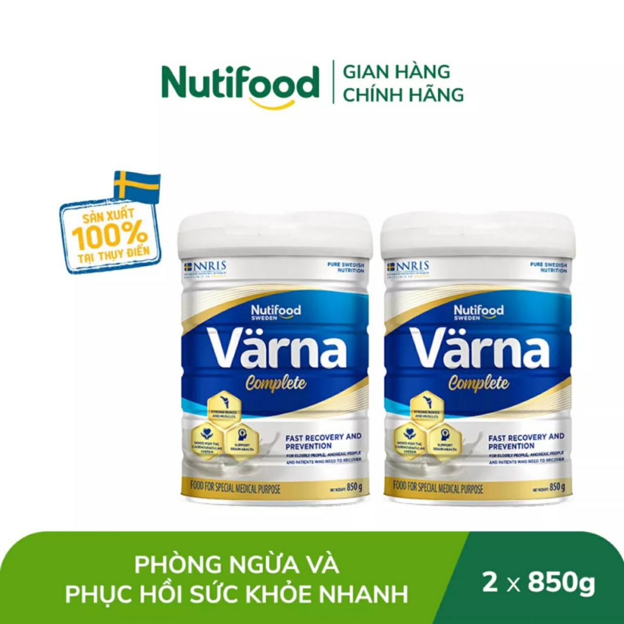 (Tích Điểm) COMBO 2 LON Sữa Bột Nutifood Varna Complete 850g.