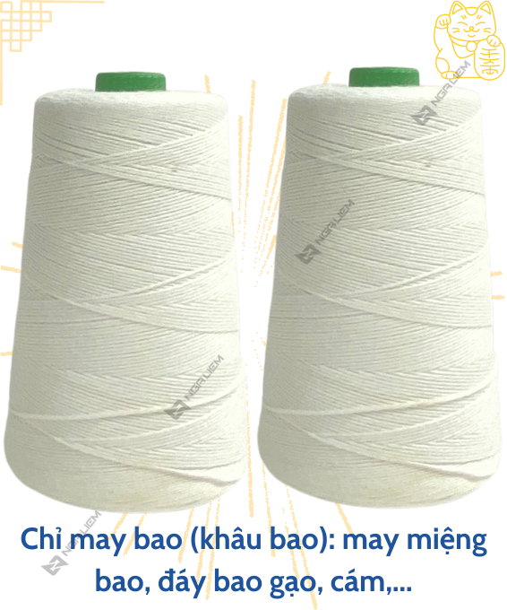 Cuộn chỉ may bao màu trắng (200gram/Cuộn)