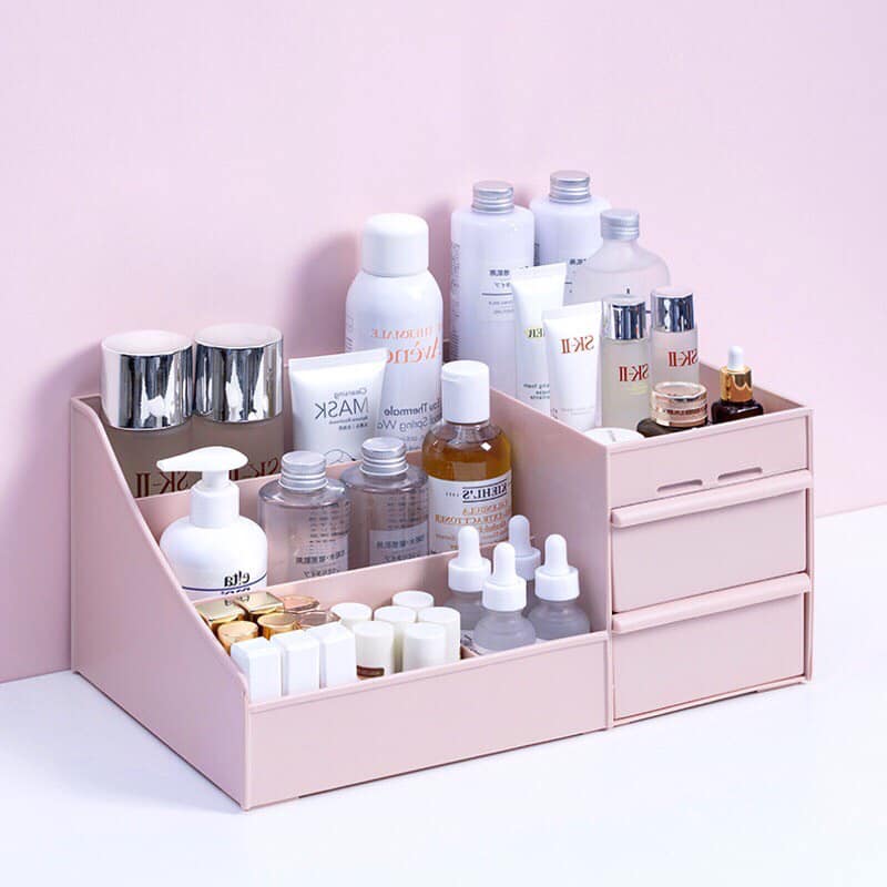 Kệ mỹ phẩm 3 tầng bằng nhựa đa năng có ngăn kéo đựng.