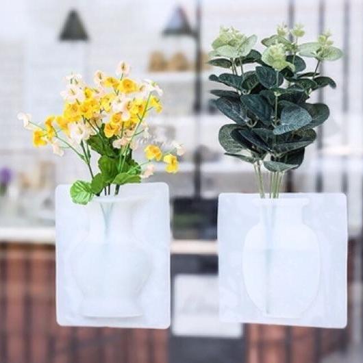 Lọ hoa dán tường trang trí silicon, chậu hoa dán tường