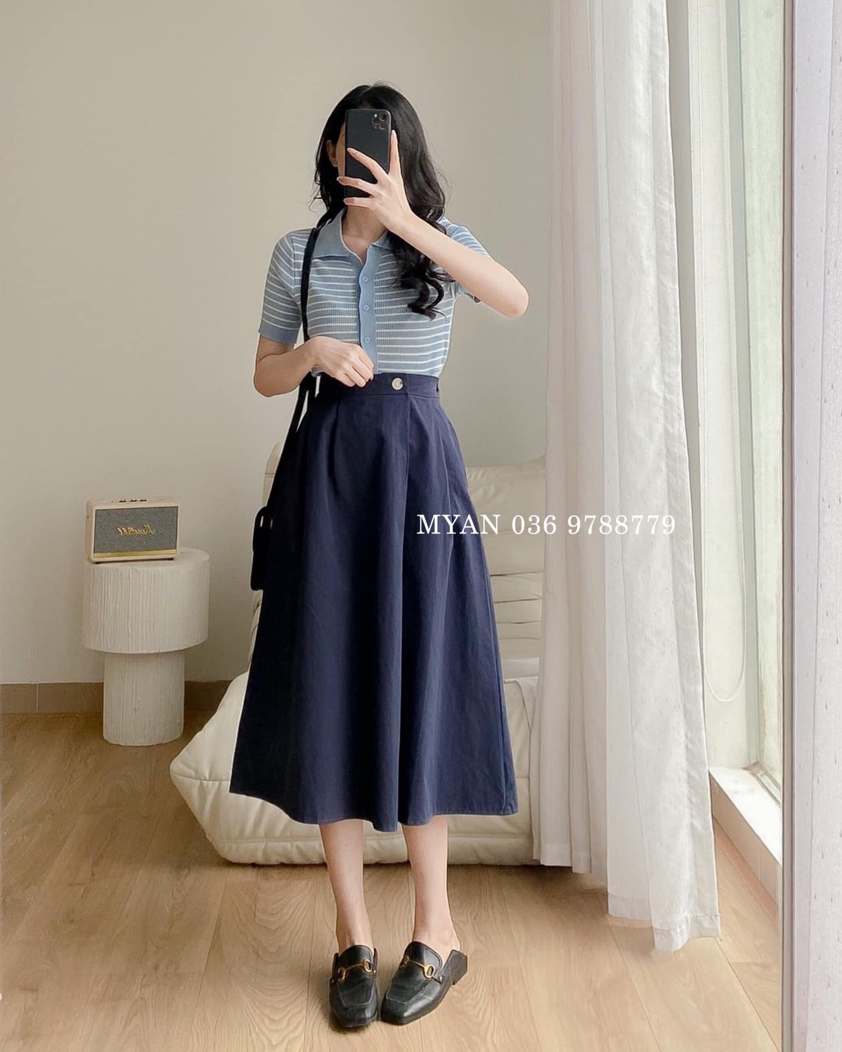 Chân váy thô 1 cúc lệch chun sau V092104