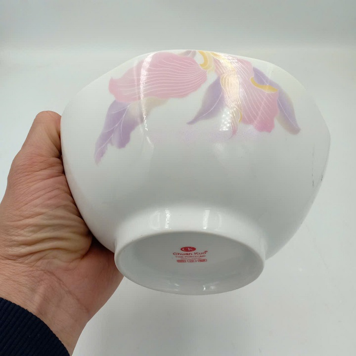 Tô canh viền vàng họa tiết dải lụa hồng  16 cm Sứ long phương cao cấp